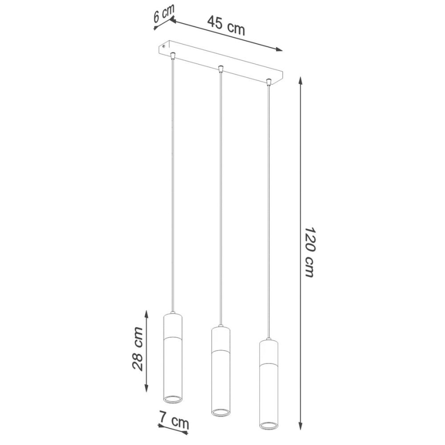 Chandelier on a string ZANE 3xGU10/40W/230V concrete/Birch/beech