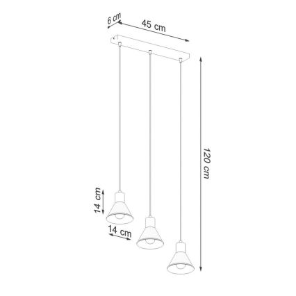 Chandelier on a string TALEJA 3xE27/60W/230V black