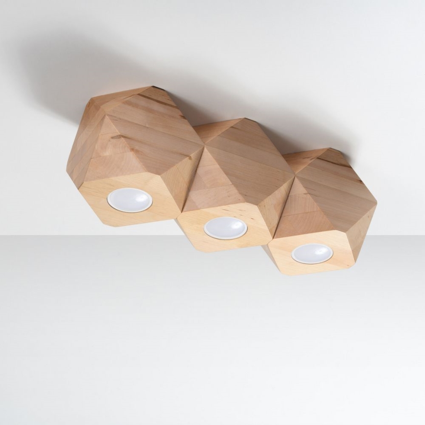 Ceiling light WOODY 3xGU10/40W/230V oak