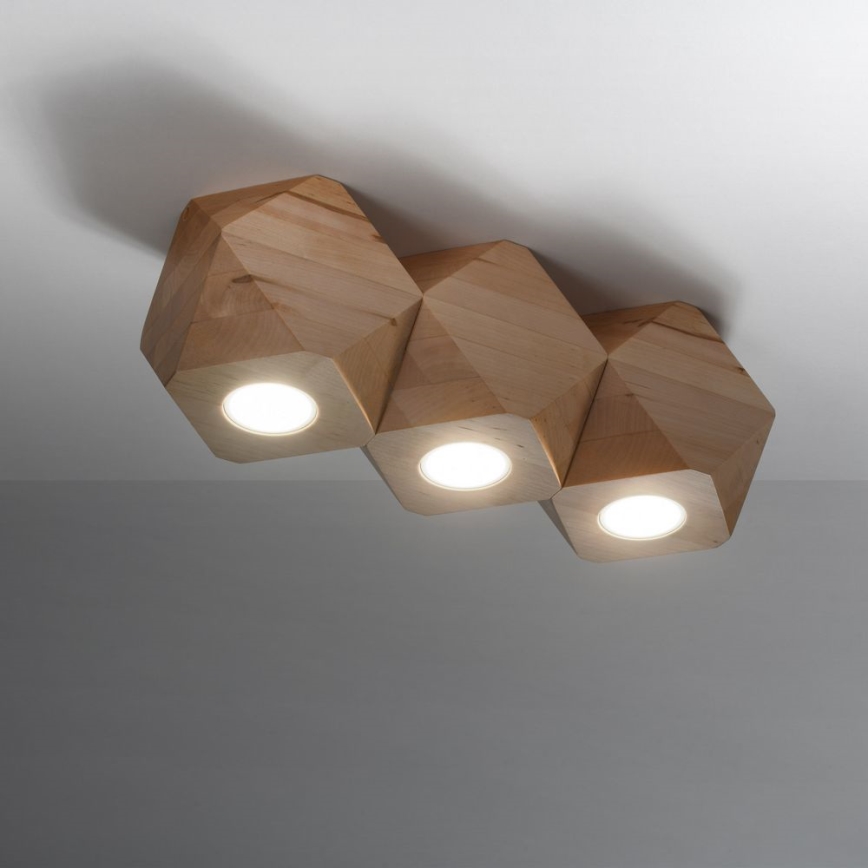 Ceiling light WOODY 3xGU10/40W/230V oak