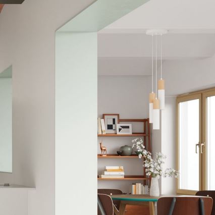 Chandelier on a string PABLO 3xGU10/40W/230V white/beech