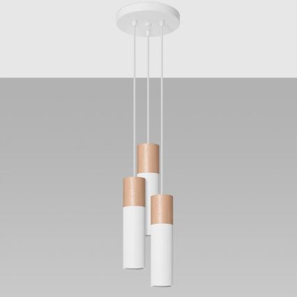 Chandelier on a string PABLO 3xGU10/40W/230V white/beech