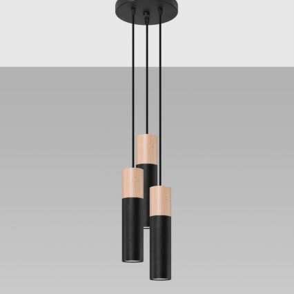 Chandelier on a string PABLO 3xGU10/40W/230V black/beech