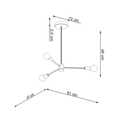 Chandelier on a pole LANGO 3xE27/60W/230V black