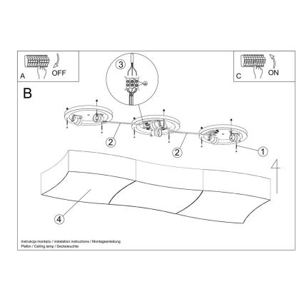 Ceiling light SQUARE 6xE27/60W/230V white