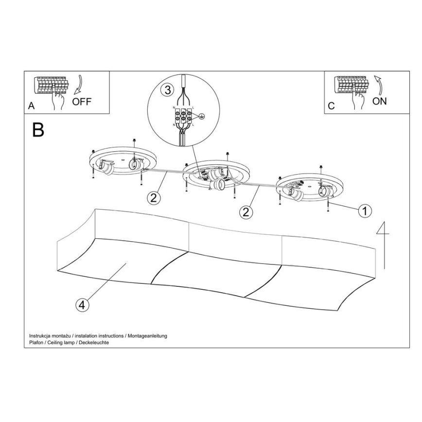 Ceiling light SQUARE 6xE27/60W/230V white