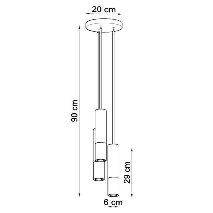 Chandelier on a string LAGOS 3xGU10/10W/230V black