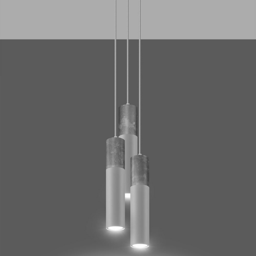 Chandelier on a string BORGIO 3xGU10/40W/230V concrete/metal white