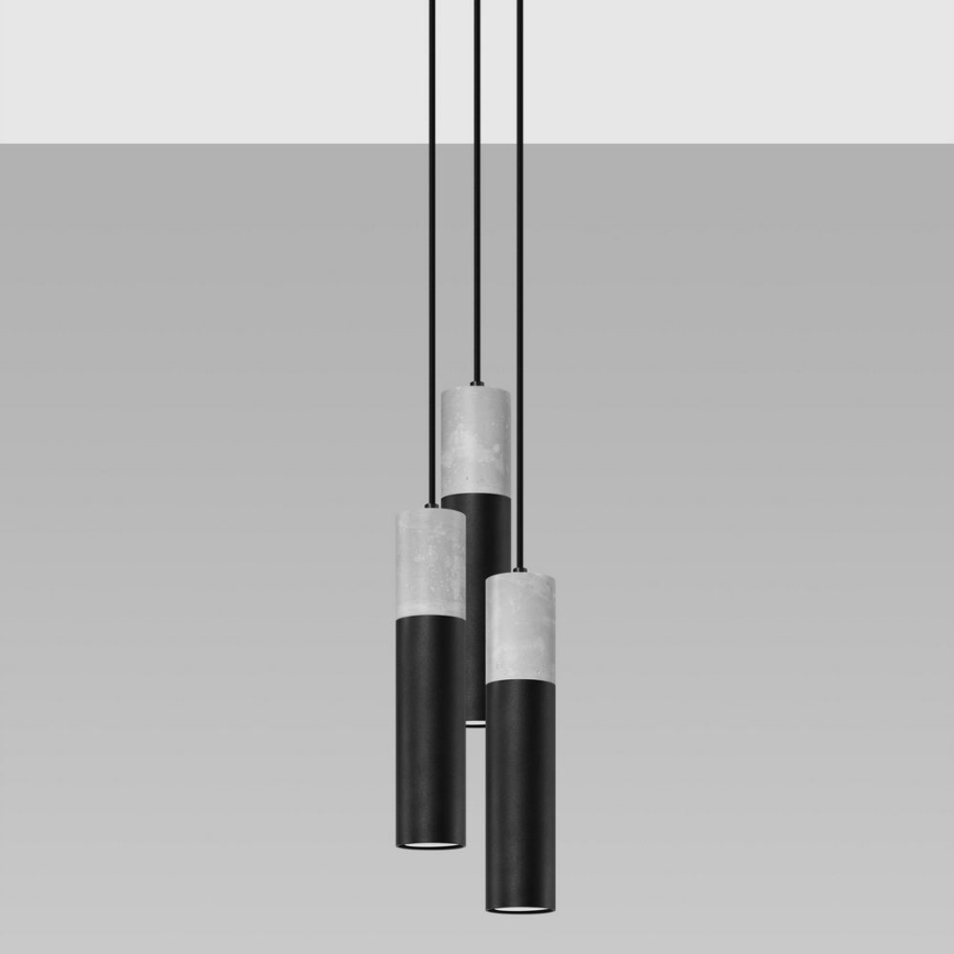 Chandelier on a string BORGIO 3xGU10/40W/230V concrete/metal black