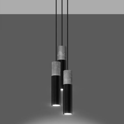 Chandelier on a string BORGIO 3xGU10/40W/230V concrete/metal black