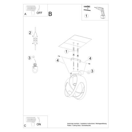 Surface-mounted chandelier TULOS 1xE27/60W/230V white