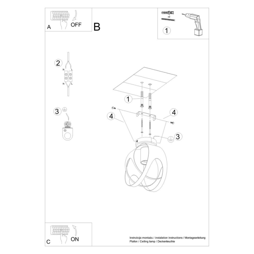 Surface-mounted chandelier TULOS 1xE27/60W/230V white
