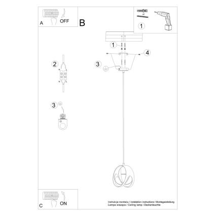 Chandelier on a string TULOS 1xE27/60W/230V white