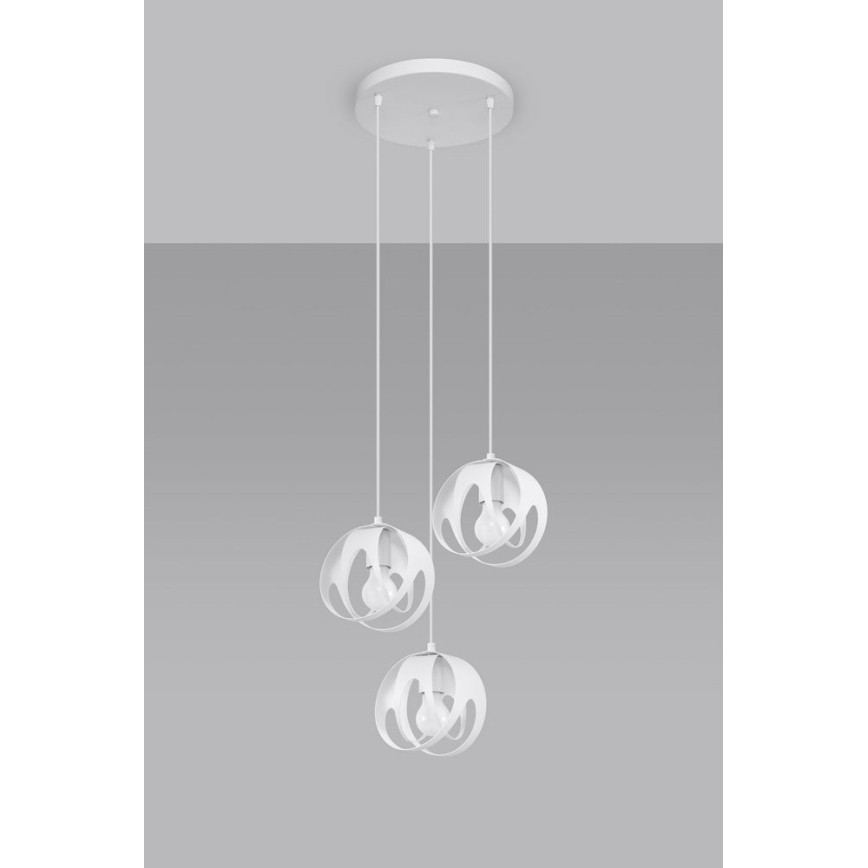 Chandelier on a string TULOS 3xE27/60W/230V white