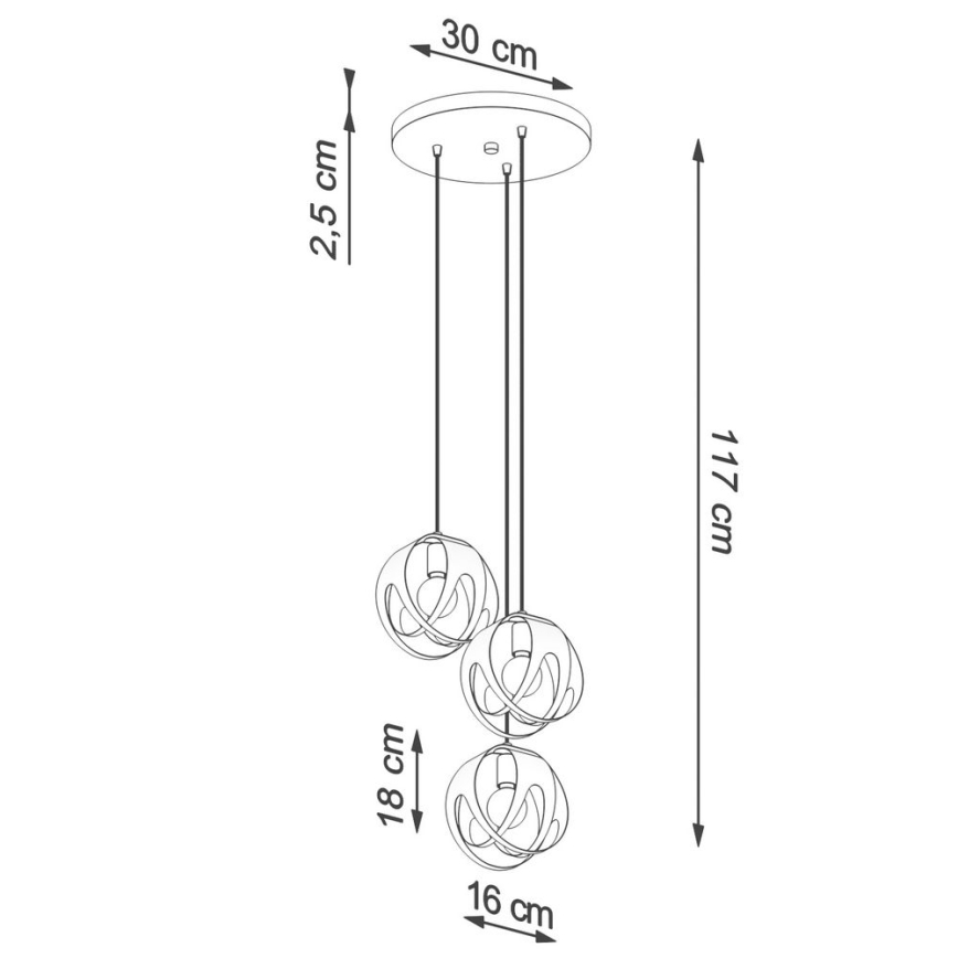Chandelier on a string TULOS 3xE27/60W/230V white