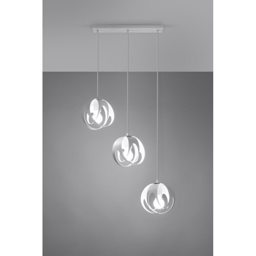 Chandelier on a string TULOS 3xE27/60W/230V white