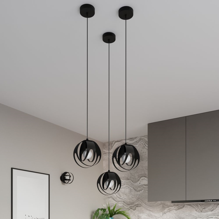 Chandelier on a string TULOS 1xE27/60W/230V black