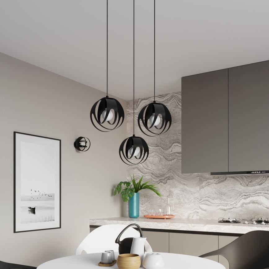 Chandelier on a string TULOS 3xE27/60W/230V black