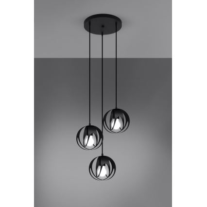 Chandelier on a string TULOS 3xE27/60W/230V black