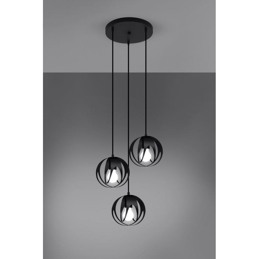 Chandelier on a string TULOS 3xE27/60W/230V black