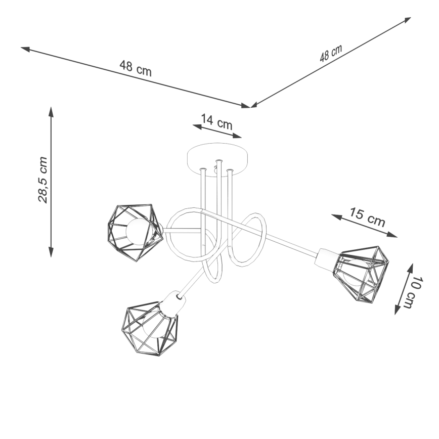 Chandelier on a pole ARTEMIS 3xE14/40W/230V black