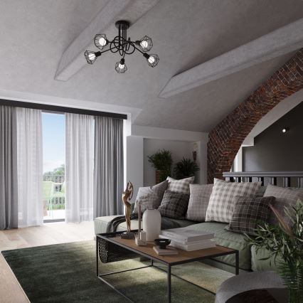 Chandelier on a pole ARTEMIS 5xE14/40W/230V black