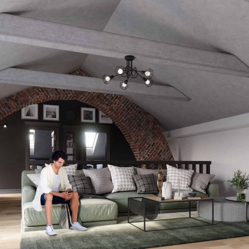 Chandelier on a pole ARTEMIS 5xE14/40W/230V black