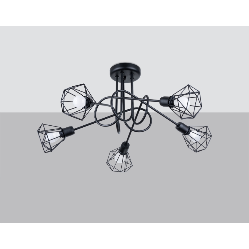 Chandelier on a pole ARTEMIS 5xE14/40W/230V black