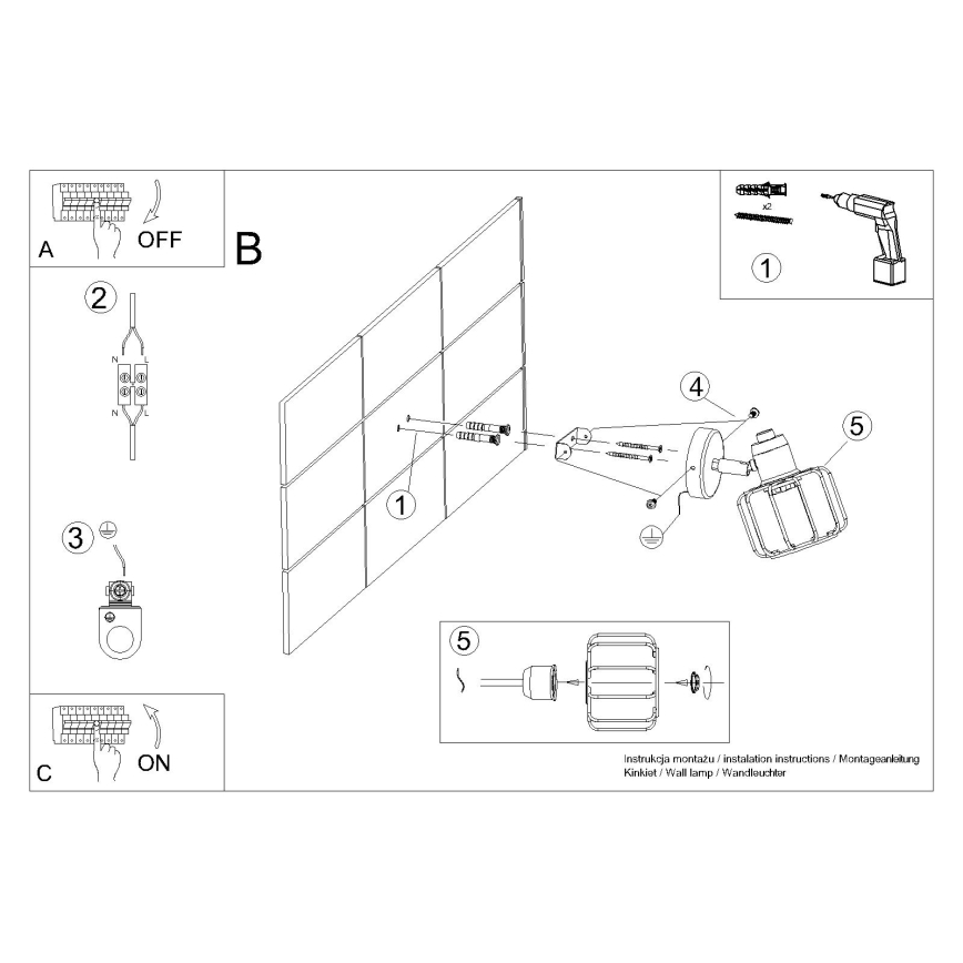 Wall spotlight BELUCI 1xE14/40W/230V black