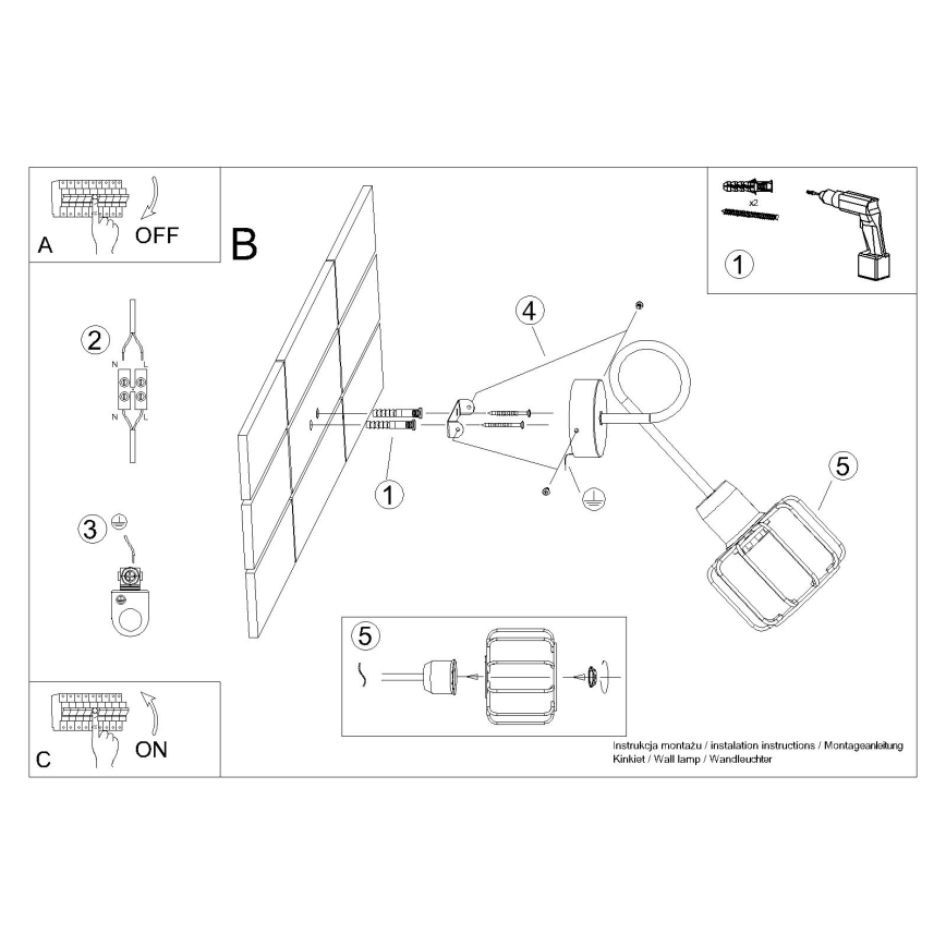 Wall light BELUCI 1xE14/40W/230V black