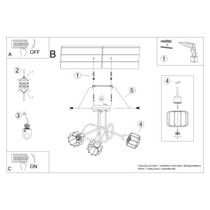 Chandelier on a pole BELUCI 3xE14/40W/230V black