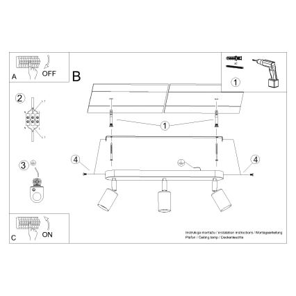 Spotlight FORNES 3xE27/60W/230V black