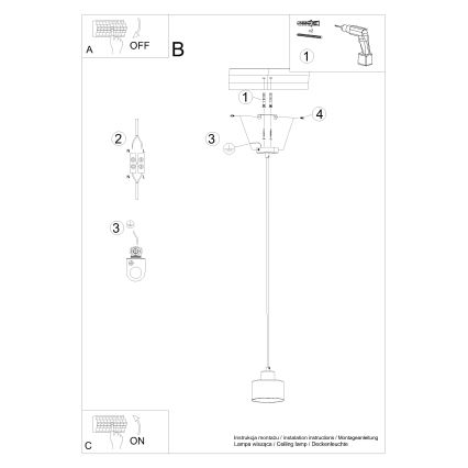 Chandelier on a string SAVAR 1xE27/60W/230V black