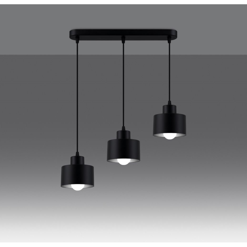 Chandelier on a string SAVAR 3xE27/60W/230V black