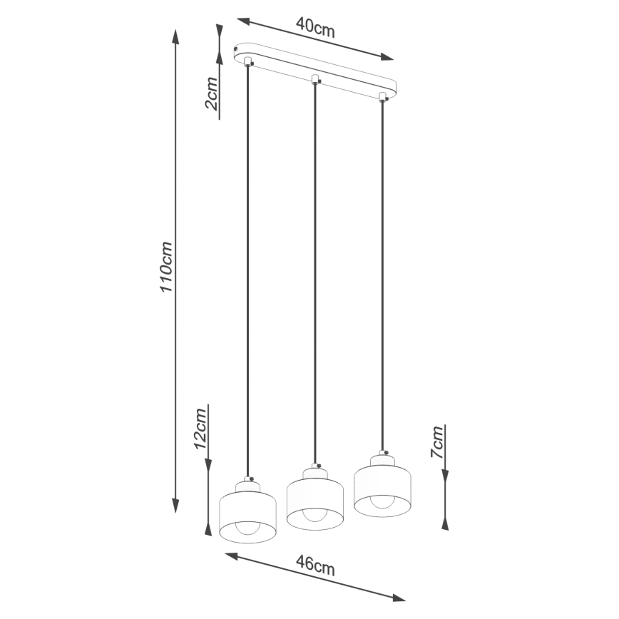Chandelier on a string SAVAR 3xE27/60W/230V black