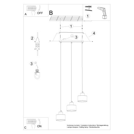 Chandelier on a string SAVAR 3xE27/60W/230V black