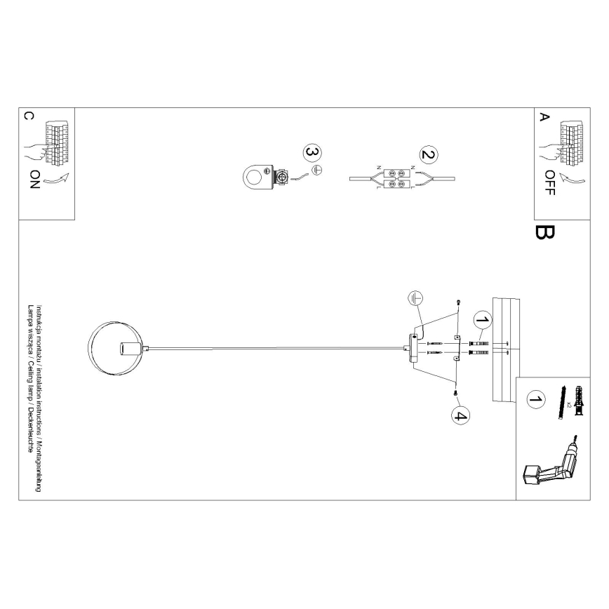Chandelier on a string TITRAN 1xE27/60W/230V white