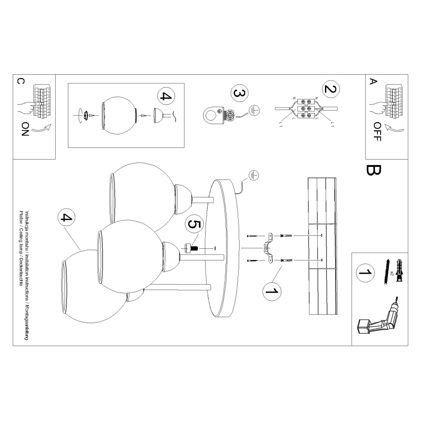 Chandelier on a pole ALINO 3xE27/60W/230V black