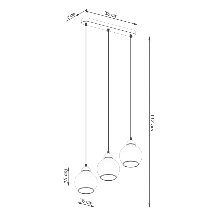 Chandelier on a string ALINO 3xE27/60W/230V black