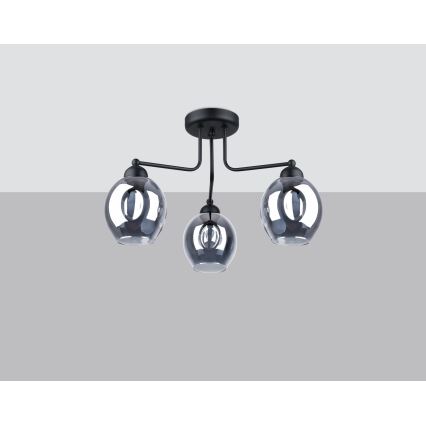 Chandelier on a pole FILLAN 3xE27/60W/230V black