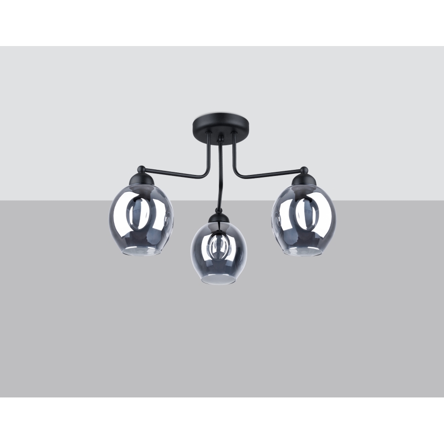 Chandelier on a pole FILLAN 3xE27/60W/230V black