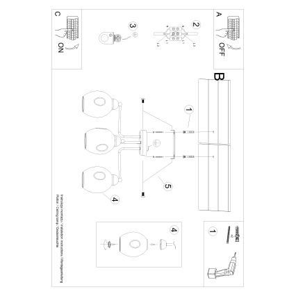 Chandelier on a pole FILLAN 3xE27/60W/230V black