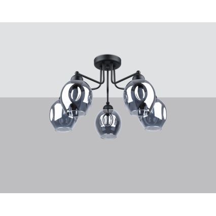 Chandelier on a pole FILLAN 5xE27/60W/230V black
