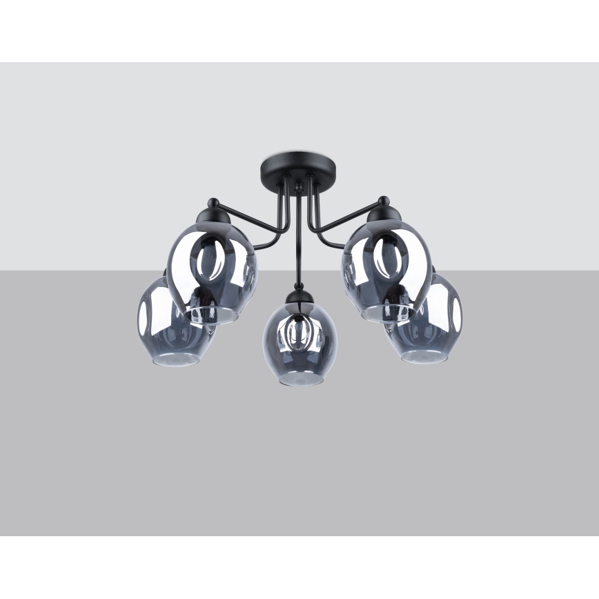 Chandelier on a pole FILLAN 5xE27/60W/230V black