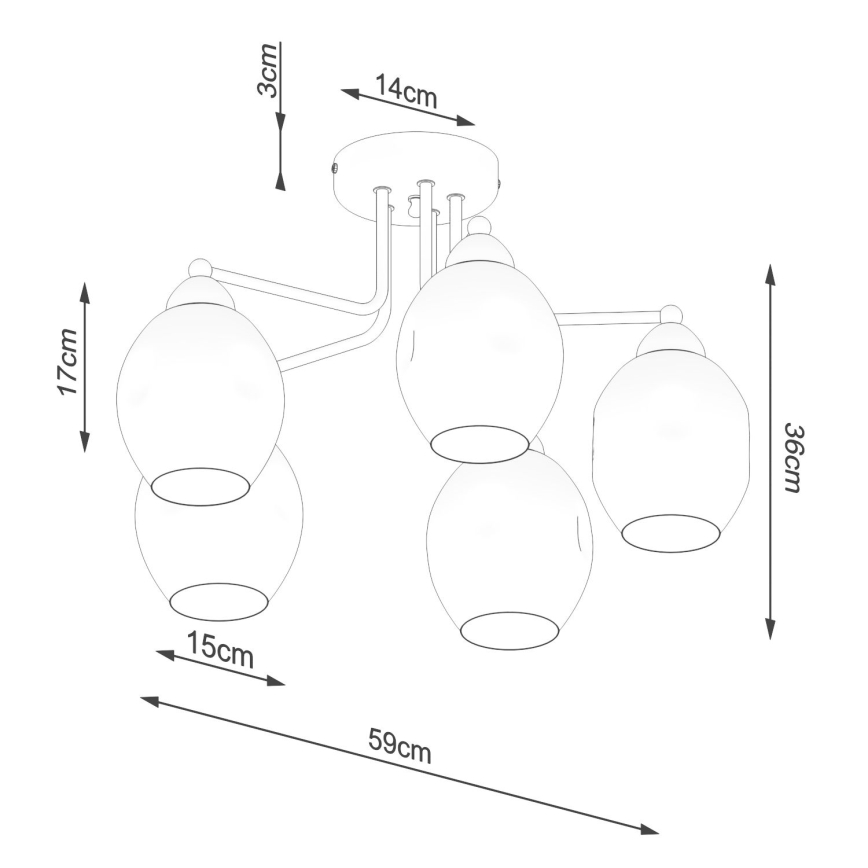 Chandelier on a pole FILLAN 5xE27/60W/230V black