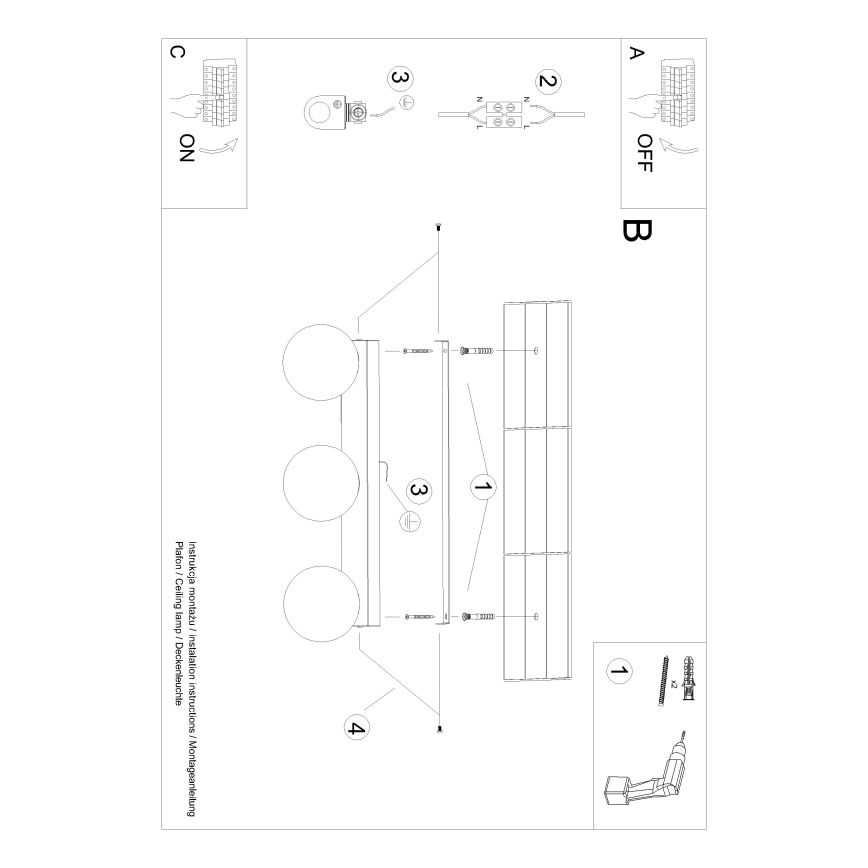 Ceiling light YOLI 3xG9/12W/230V white