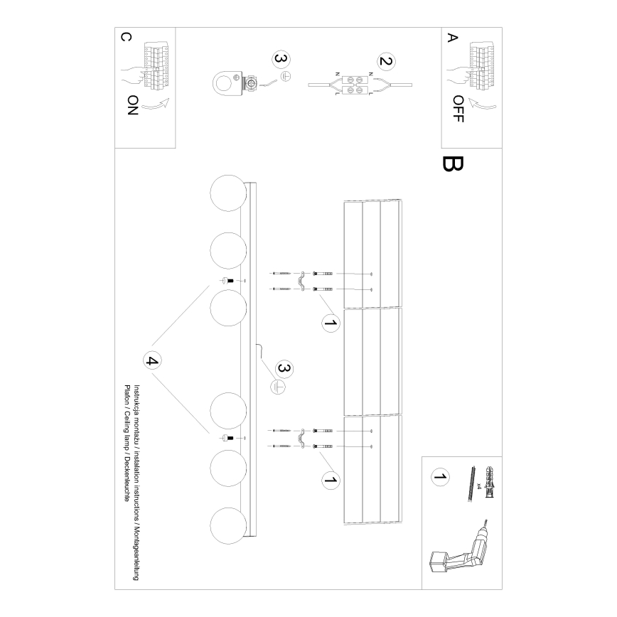 Ceiling light YOLI 6xG9/12W/230V white