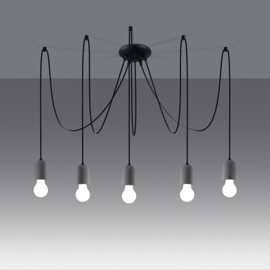 Chandelier on a string NESO 5xE27/15W/230V spider concrete