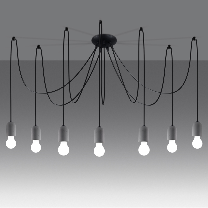 Chandelier on a string NESO 7xE27/15W/230V spider concrete