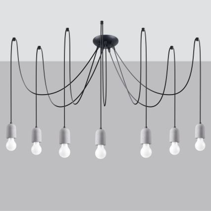 Chandelier on a string NESO 7xE27/15W/230V spider concrete